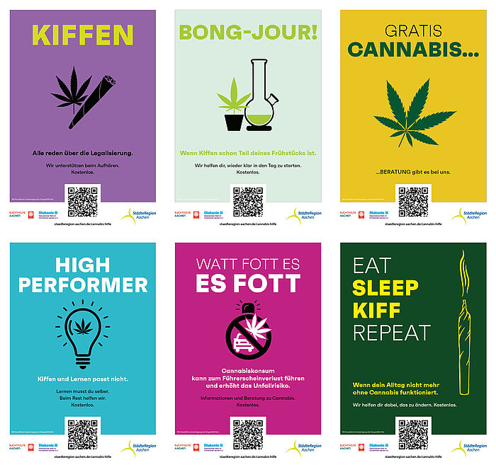 Plakate der Aktion rund um Cannabis